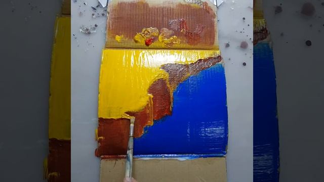 Colorful landscape with acrylics on cardboard / For beginners / ASMR effect of the sounds of drawin