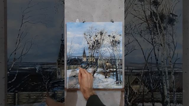 Копия картины А.Саврасова "Грачи прилетели" A copy of A.Savrasov's painting short #shorts