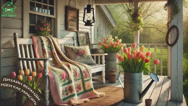 Интерьер веранды в доме и декор в деревенском стиле как украсить 🏡🪴🪻 (20)