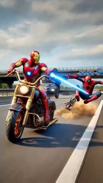 Spiderman_and_Motorcycle_Kawasaki_Ninja_H2R__vs_Avengers_vs_DC_Batman,Venom,Ironman_(360p)