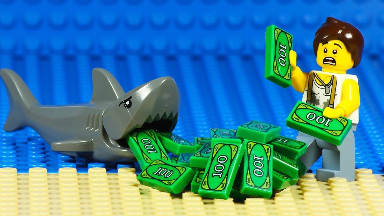 LEGO City Homeless Man Shark Money Robbery