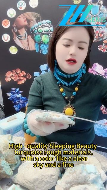 250225-5 High - quality Sleeping Beauty turquoise rough materials, with a color like a clear sky