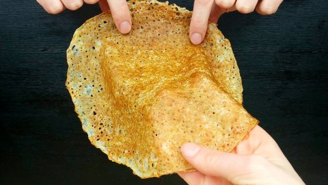 Ажурные, тонкие блины с дырочками без муки, без соды, без разрыхлителя, без дрожжей и без сахара