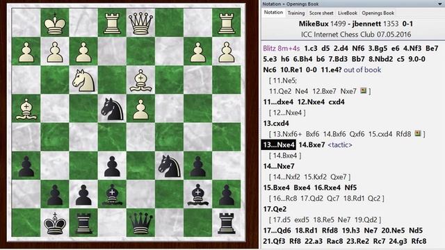 Blitz chess postmortem #646: Torre attack