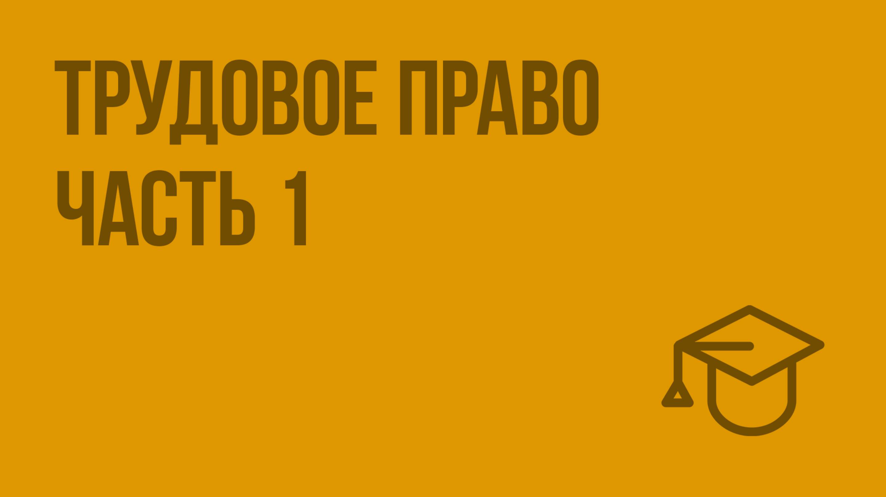 Трудовое право. Ч. 1. Видеоурок по обществознанию 10 класс