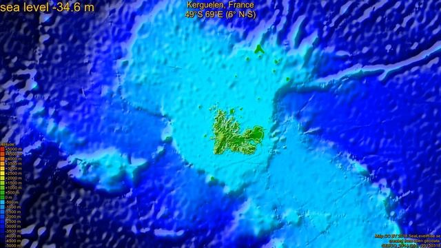 Kerguelen Islands, France, sea level rise -135 - 65 m