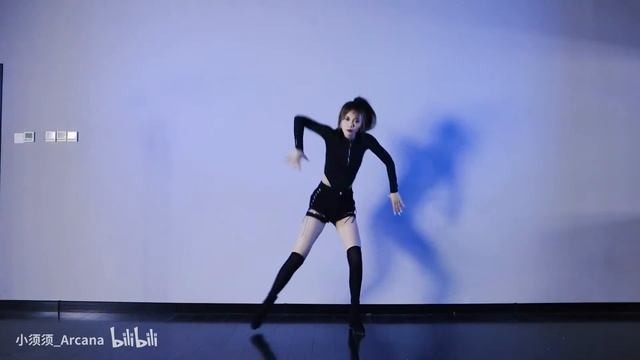 Chinese beauty black silk with high heels dancing