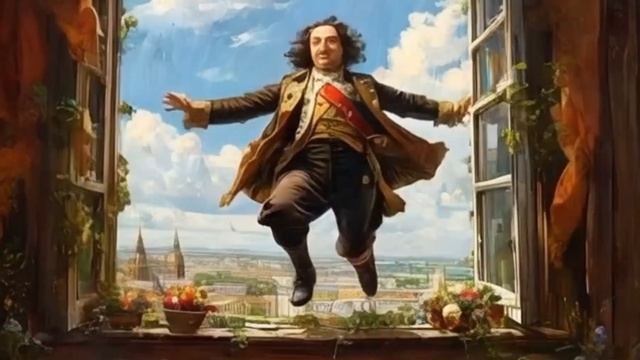 Петр Первый прыгает в окно в Европу Peter the Great jumps out of a window into Europe