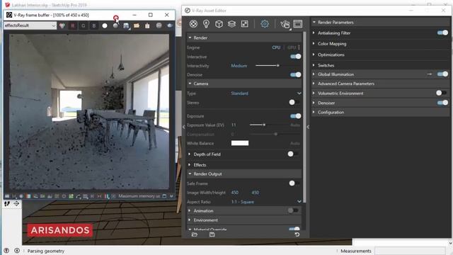 V-Ray Next Sketchup - Pencahayaan dalam Ruangan Siang Hari