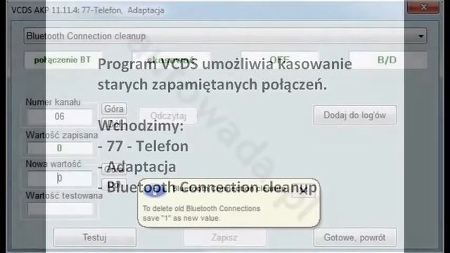 VAG - Kasowanie połączeń bluetooth