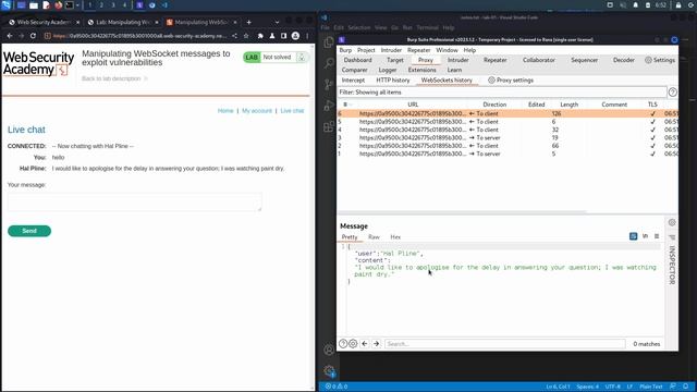 Lab #1 Manipulating WebSocket messages to exploit vulnerabilities