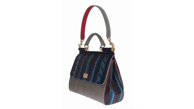 Dolce & Gabbana Multicolor Caiman Snakeskin Leather SICILY Hand Bag