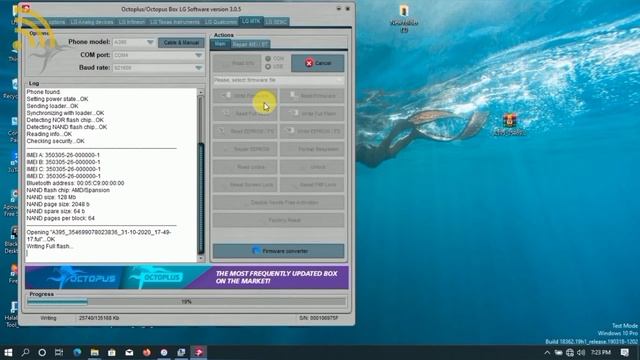 Lg A395 writing Firmware with Octoplus Box(Full Flash) Nov 2020