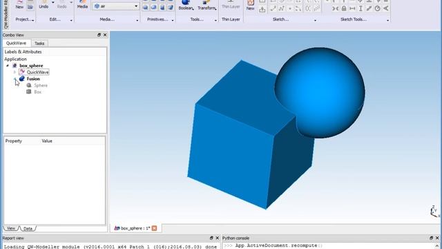 QW-Modeller: Boolean Operations (union, cut, intersection)