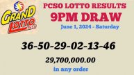 Lotto Result Today 9pm draw June 1, 2024 6/55 6/42 6D Swertres Ez2 PCSO#lotto