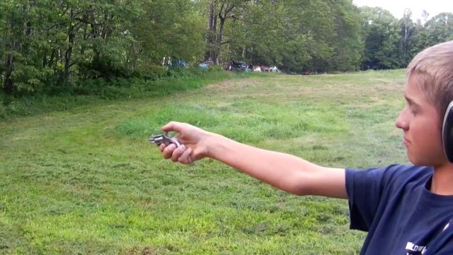 Colby Shooting the NAA Mini-Revolver in ,22 LR for the first time