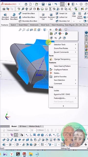 Заменить грань_Оболочка_Круговой массив_Вытянутая поверхность_Replace face_Shell_ Surface#Shorts