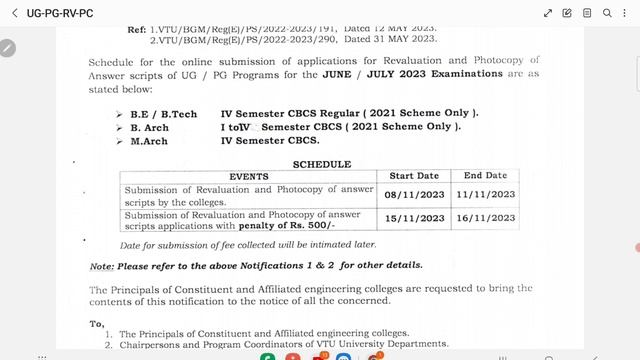 VTU UPDATE TODAY 8TH NOVEMBER 2023