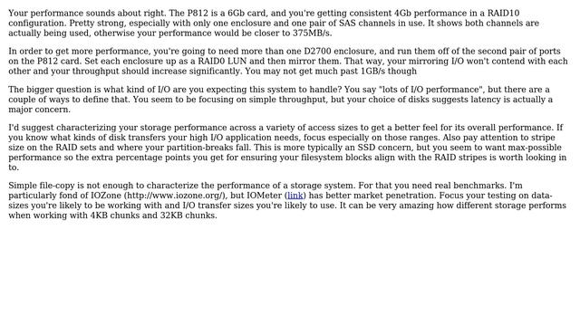 DevOps & SysAdmins: HP smart array P812i and storage works enclosure D2700 BAD PERFORMANCE