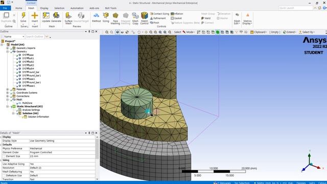 [CAE 구조해석 초보자를 위한 ANSYS 기초 강의] 4. 경계조건3 - Load3 - Bolt Pretension