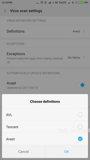 How to change Anti-Virus🕵️ Definitions (AVL/Tencent/Avast) in MIUI8⃣