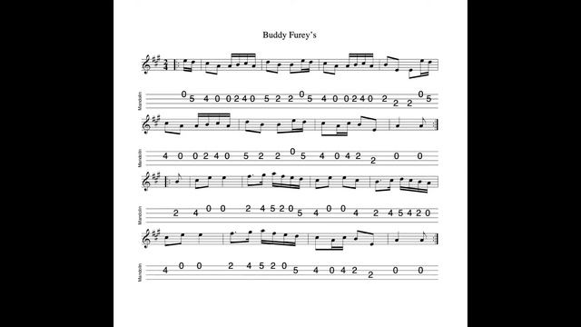 Buddy Furey's REVISITED - a polka in A Major tabbed for mandolin and played by Aidan Crossey