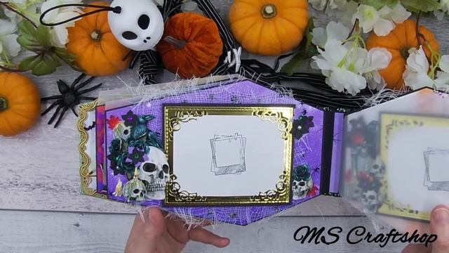 Happy Halloween! A coffin-shaped mini photo album - short presentation, scrapbooking