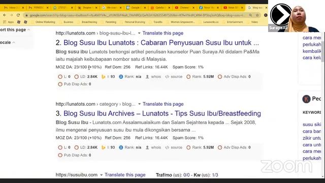 Kelas SEO dan Blog 15 Julai 2021