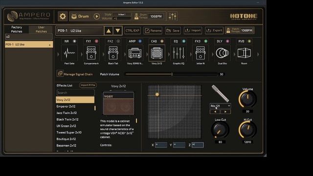 Hotone Ampero  patch: U2 Like patch with Voxy