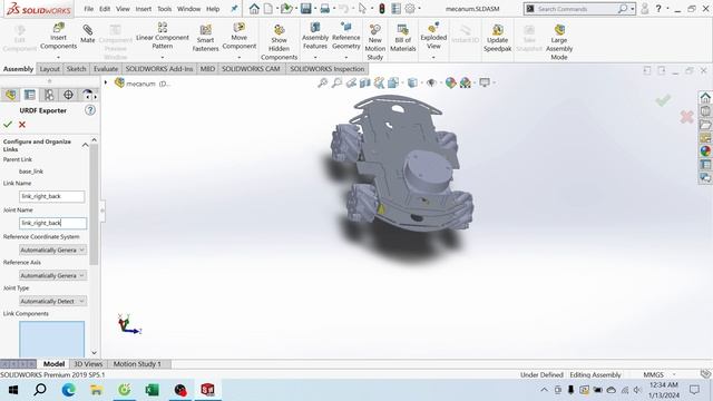 #1_0__ Xuất mô hình mecanum trên Solidwork sang định dạng URDF