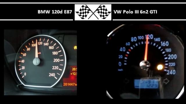 BMW 120d E87 VS. VW Polo III 6n2 GTI - Acceleration 0-100km/h