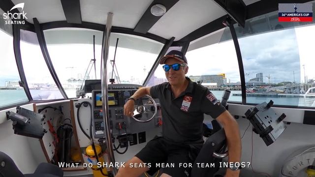 Interview with Graham Goff about SHARK suspension seats on board of the "pitlane" boat @ Team INEOS