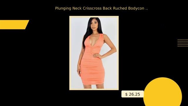 Plunging Neck Crisscross Back Ruched Bodycon Mini Dress