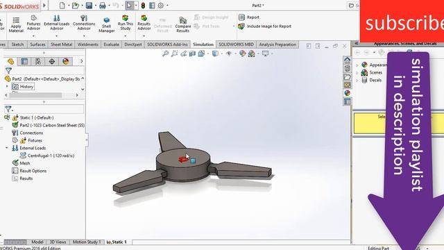 How to calculate stress strain when Centrifugal load is applied in solidworks
