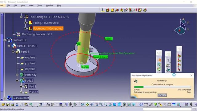 CAD CAM with CATIA and EMCO Machine of an output motor shaft part 2