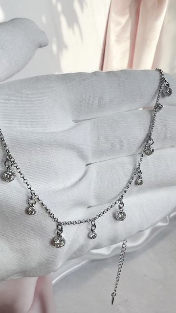 Колье-чокер с круглыми подвесками-каплями в серебре, Xuping Jewelry