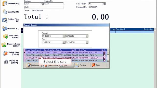 Smart POS Reprint Cash Sales Receipt Tutorial