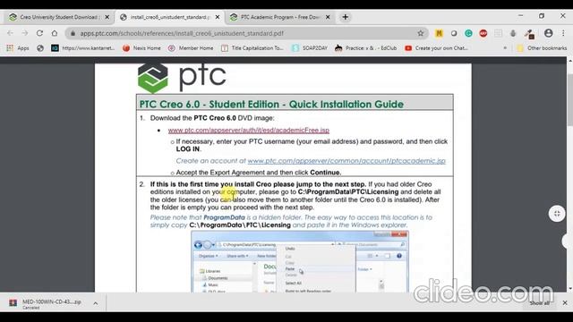 PTC CREO 6.0 Download and install - For Students academic