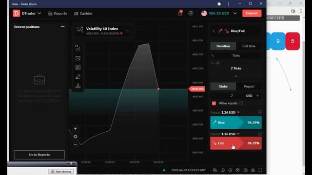 How to trade 2 tick rise and fall binary.com deriv.com strategy 2022 part 2