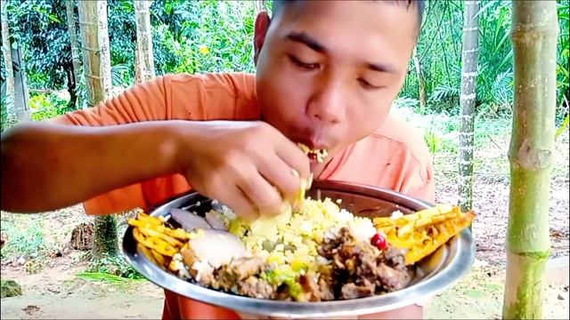 Eating Taro flower with smoke pork curry village food || Garo Mukbang || Garo Food Vlog