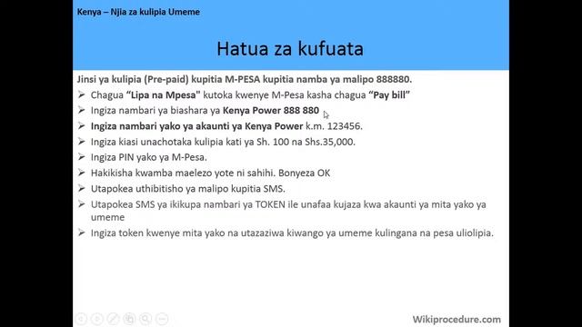 Kenya - Njia za kulipia Umeme