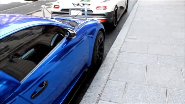 Aventador & Veyron Centenaire Chrome Blue Wrap & Agera R Line Up At Le Monceau Hotel In Paris