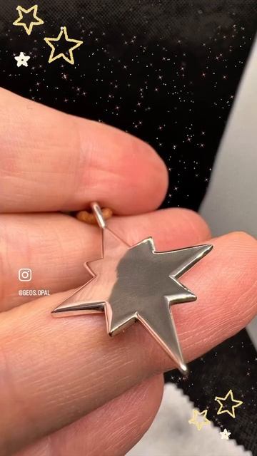 Silver star opal pendent, handmade with 1.5 cts crystal opal from lightning ridge australia
