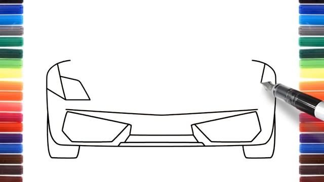 How to draw a car Lamborghini Gallardo front view