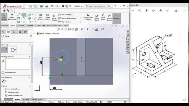 3D Bracket Model | SolidWorks Tutorial for Beginners Exercise 22