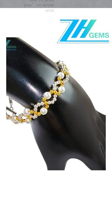 GN-20250227-05 This double layer S925 gold toned silver bead bracelet has a rich sense of hierarchy