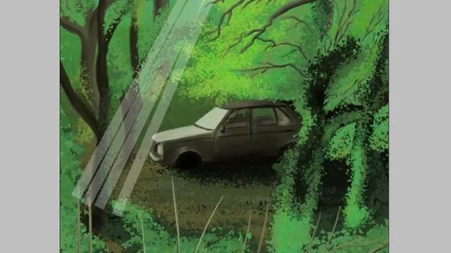 Old PEUGEOT abandoned into the FOREST - Digital painting timelapse