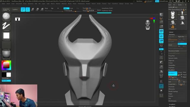 Zremesher Dynamesh and Subdiv ZBrush Tutorial in Hindi