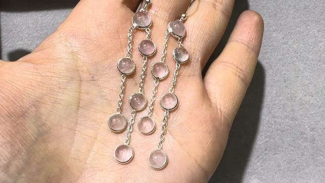 Розовый кварц Серьги серебро КВА002