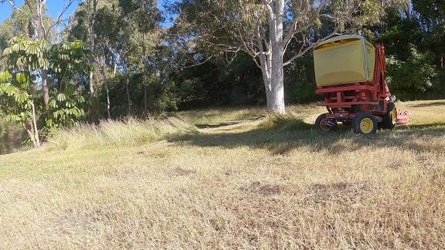 Long thick grass satisfying mowing